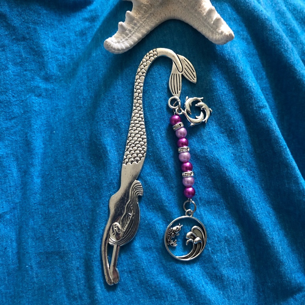 NWT, Handmade by A Charmed Life. Silver Mermaid 🧜‍♀️ Bookmark